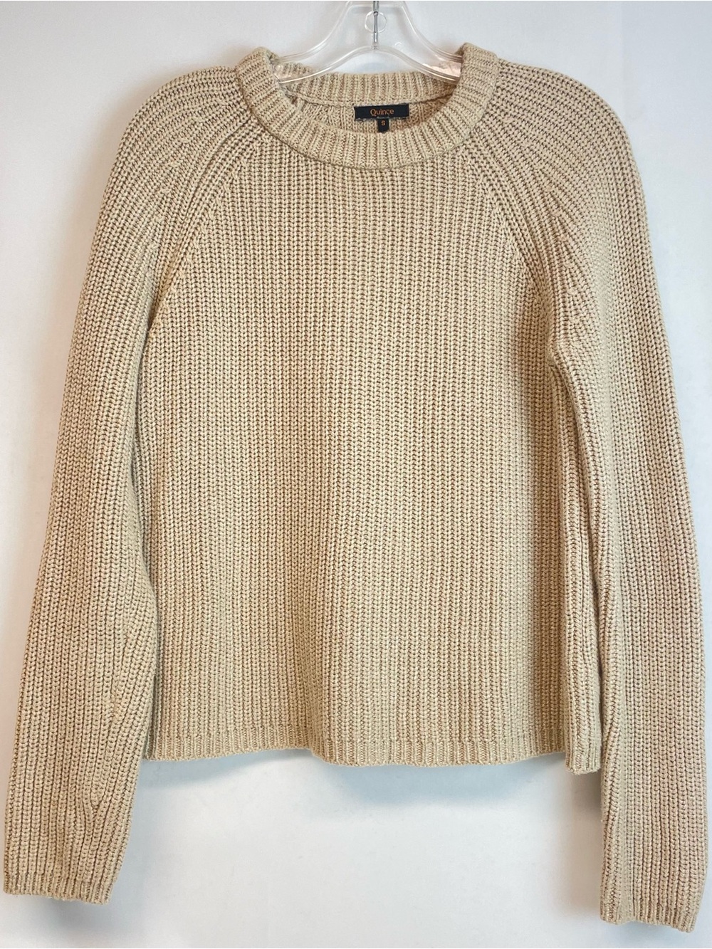 Quince Cream Ribbed Crewneck Sweater